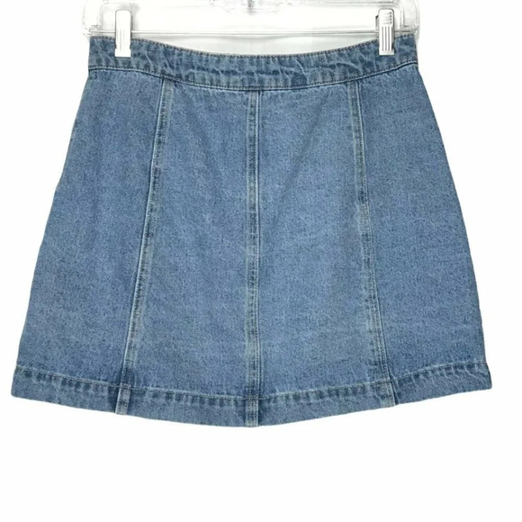 Forever 21 Skirt Women's Sz M A-Line Button Fly Jean Mini Pocket Denim Blue - Picture 7 of 9